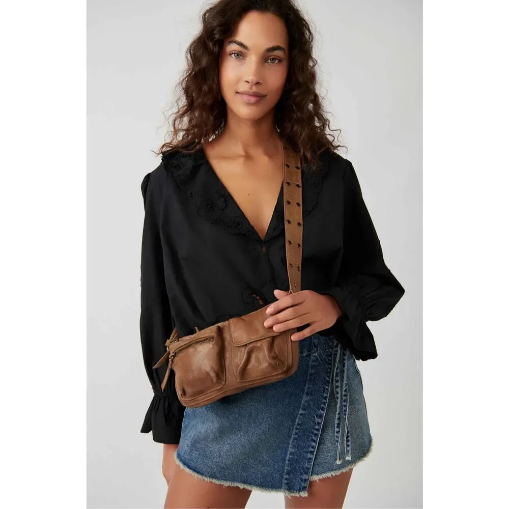 Free People Wade Sling Leather Shoulder Bag